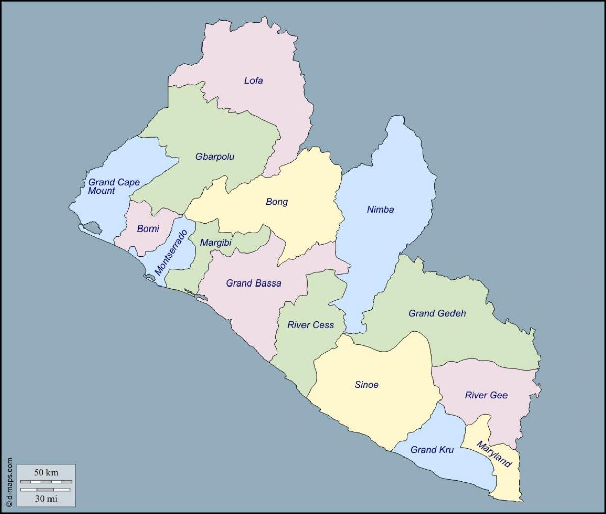 bản đồ của Liberia quận