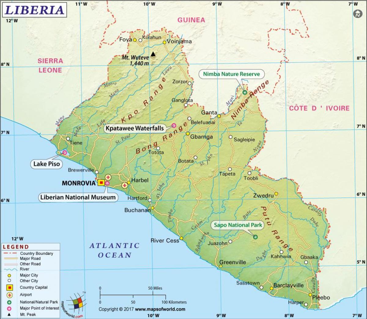 bản đồ của Liberia
