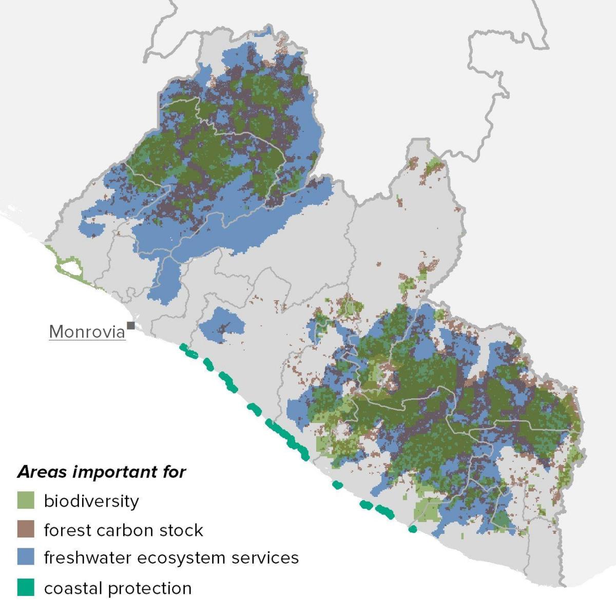 bản đồ của Liberia tài nguyên thiên nhiên