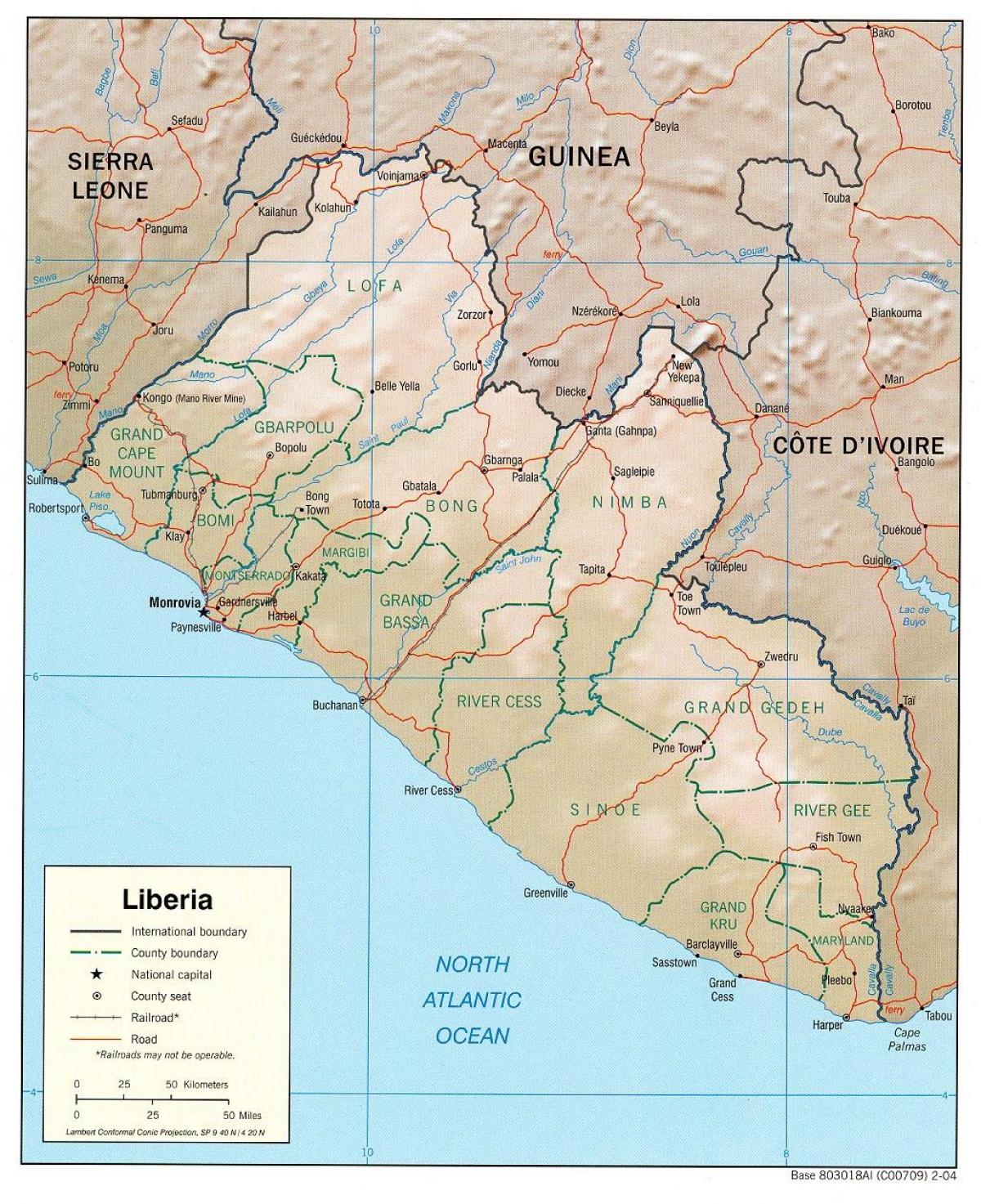 bản đồ của địa lý bản đồ của Liberia