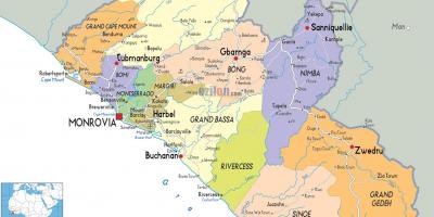 Bản đồ của Liberia nước