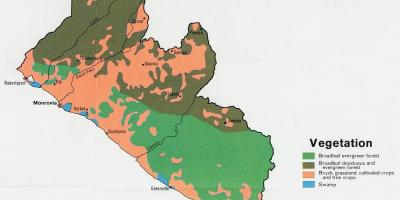 Bản đồ của bản đồ thảm thực vật của Liberia