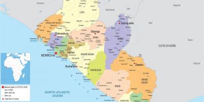 Bản đồ của vẽ bản đồ chính trị của Liberia